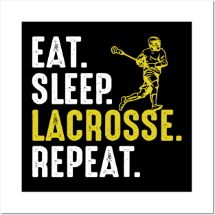 Eat Sleep Lacrosse Repeat Funny Lacrosse Player Posters and Art